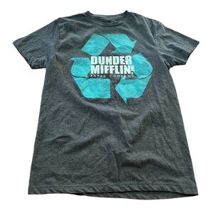 The Office Mens Grey Blue Graphic Crew Neck T-Shirt Size Medium Dunder Mifflin